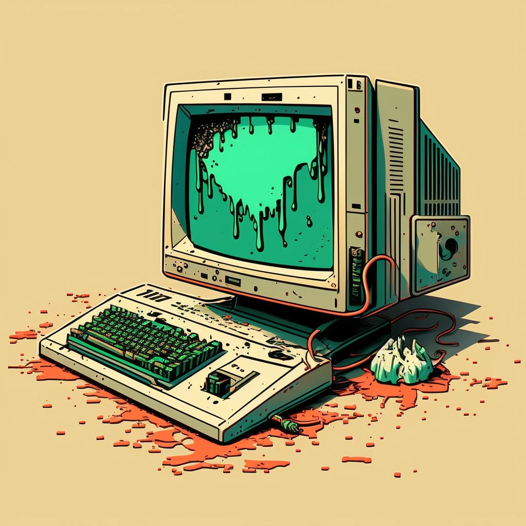 A computer with serious errors melting